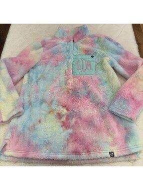 Marley Lilly Girls Rainbow S/M Henley Soft Fleece Monogram LDM